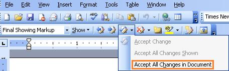 Loại bỏ Track Changes  trong Word 2003 2
